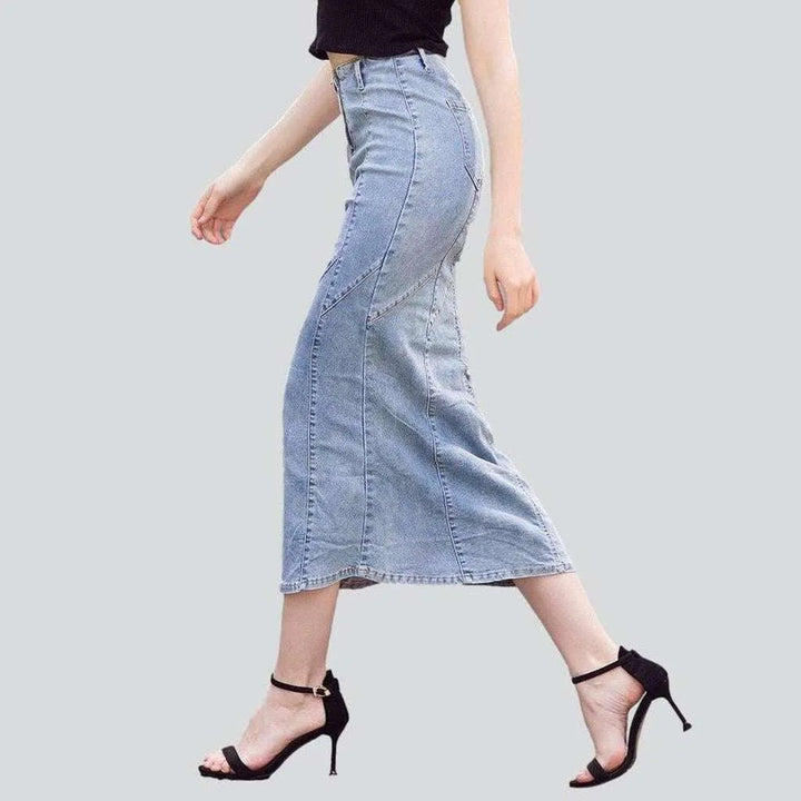 Light blue long fashion skirt
