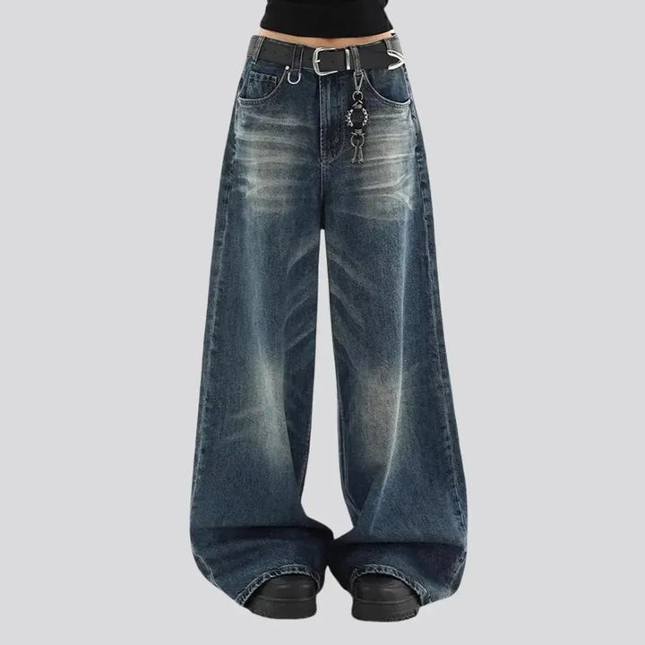 Boho abraded baggy women's jeans