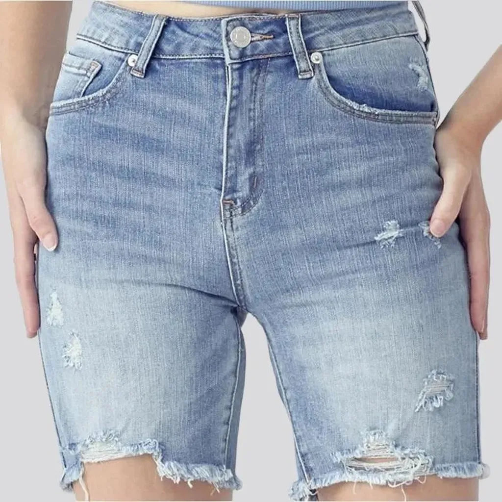 Distressed street jean shorts
 for ladies