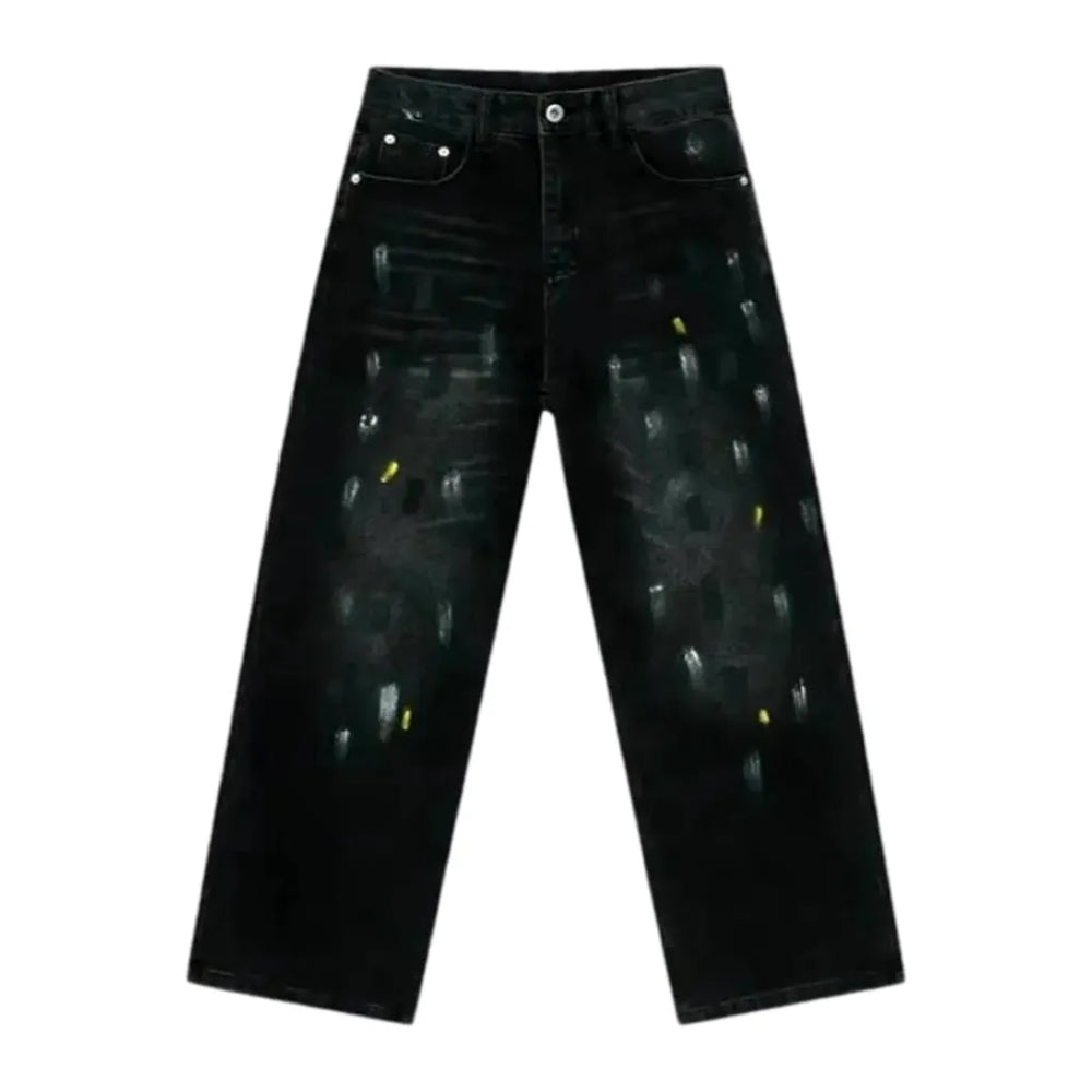 Boho Painted Vintage Men's Jeans - Black