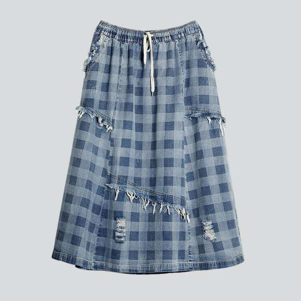 Patchwork a-line denim skirt