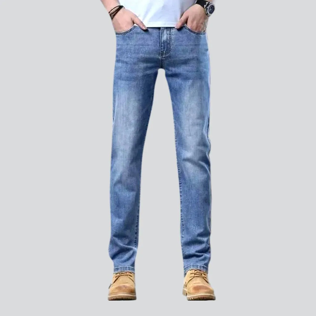 Thin men's high-waist jeans