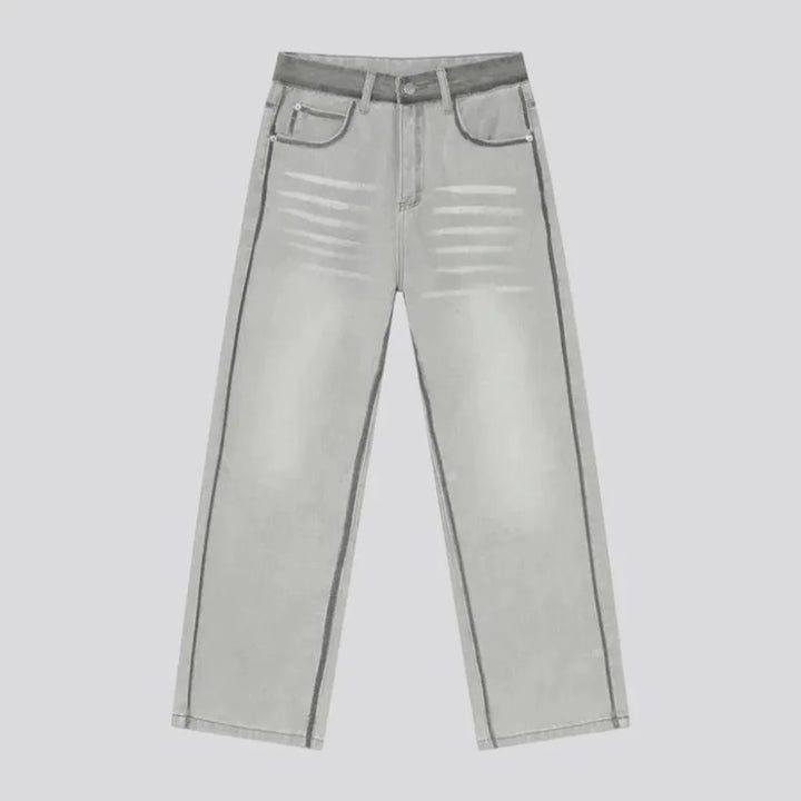 Mid rise straight-cut jeans for men