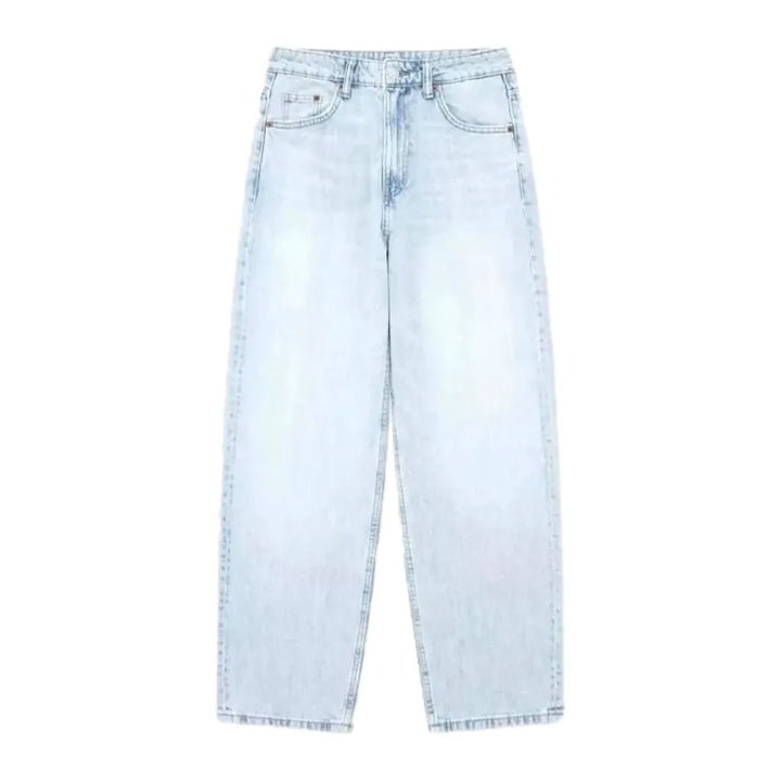 Sanded 90s Style Jeans for Ladies - Light Blue