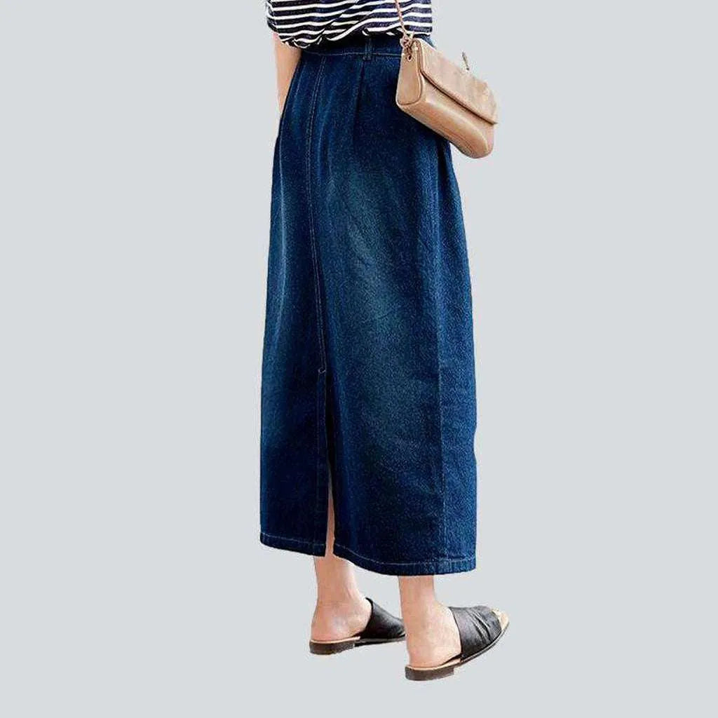 Straight pocket casual denim skirt