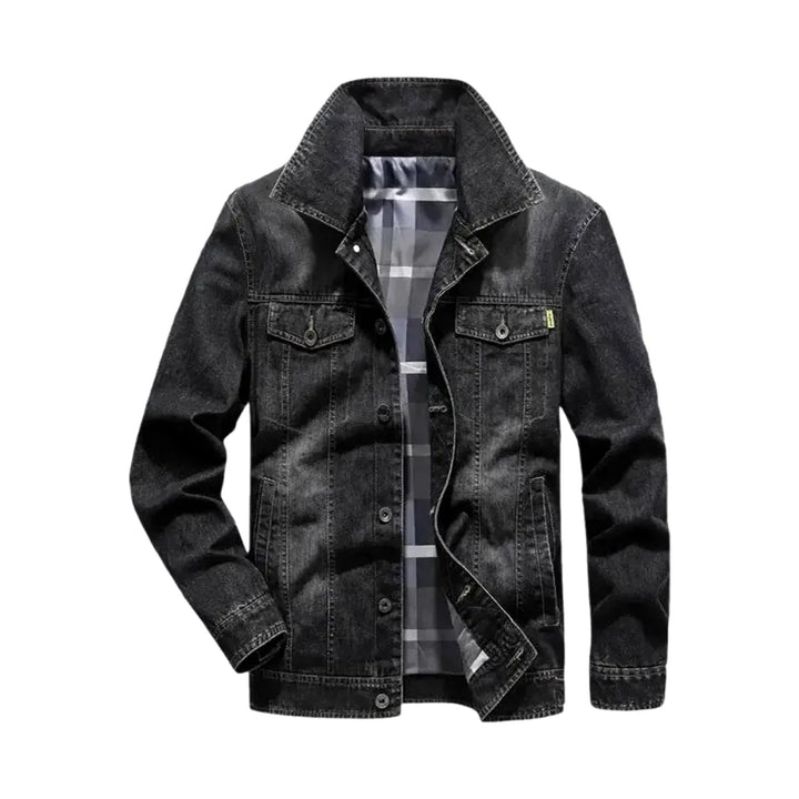 Sanded Slim-fit Men's Jean Jacket - Black