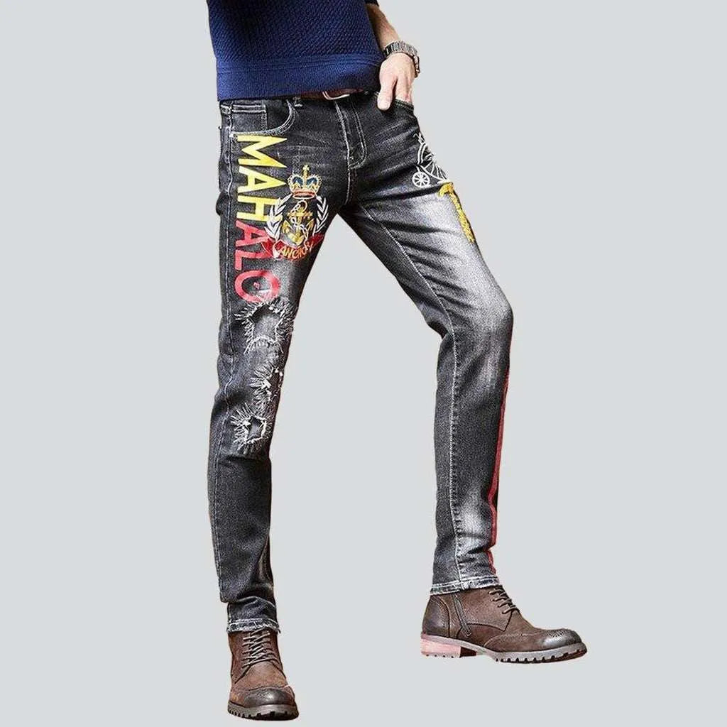 Light wash painted jeans