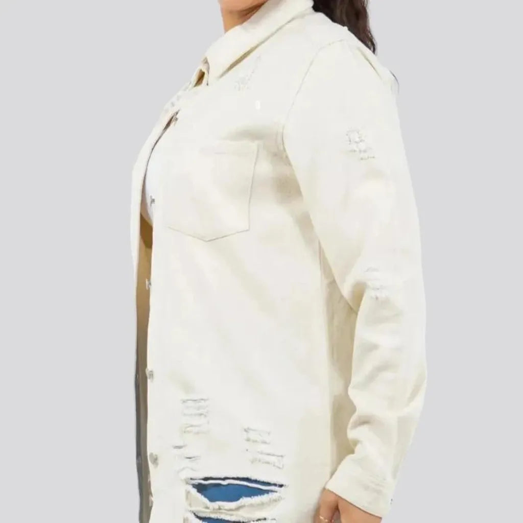 Fashionable regular fit jean shirt for ladies