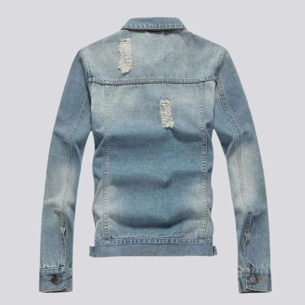 Slim denim jacket with patches