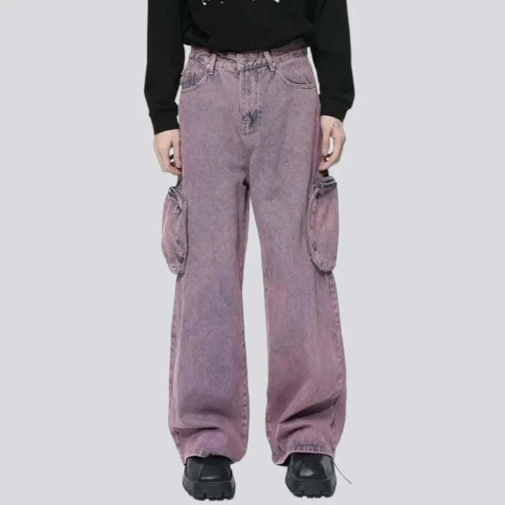 Floor-length cargo jeans
 for men