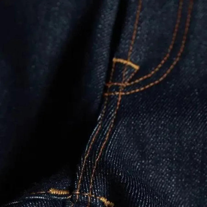 High-waist straight men's self-edge jeans