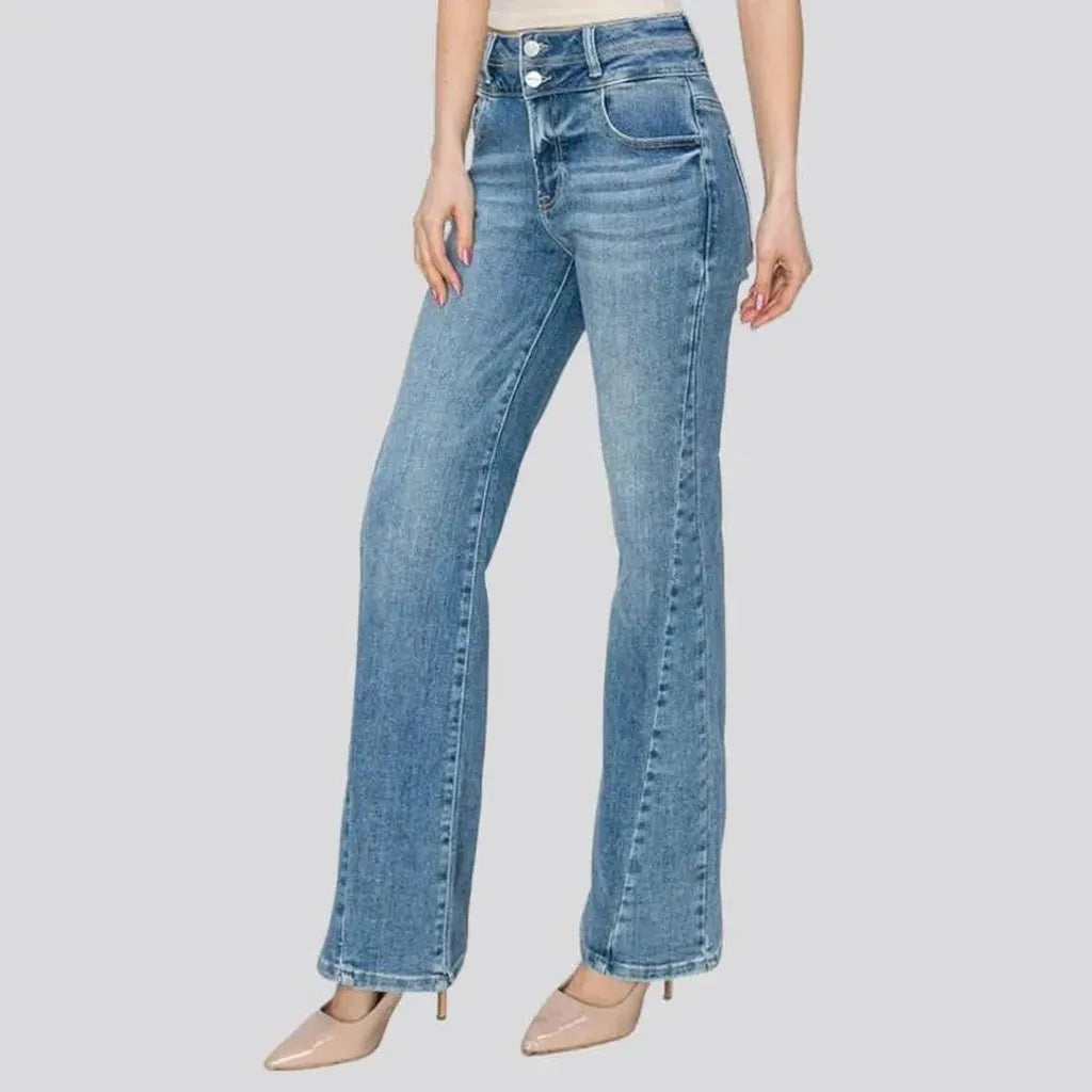 Asymmetric-seam high-rise jeans
 for women