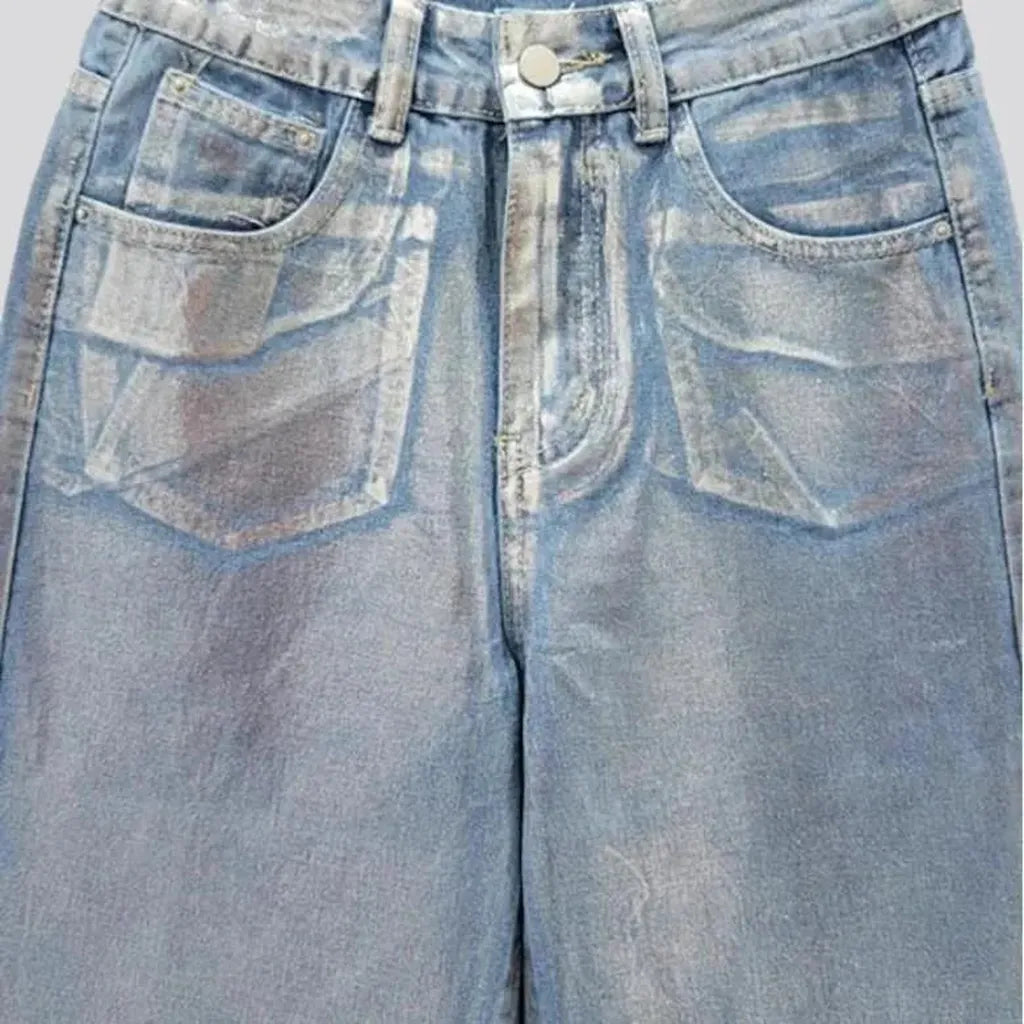 Silver-coated women's jeans
