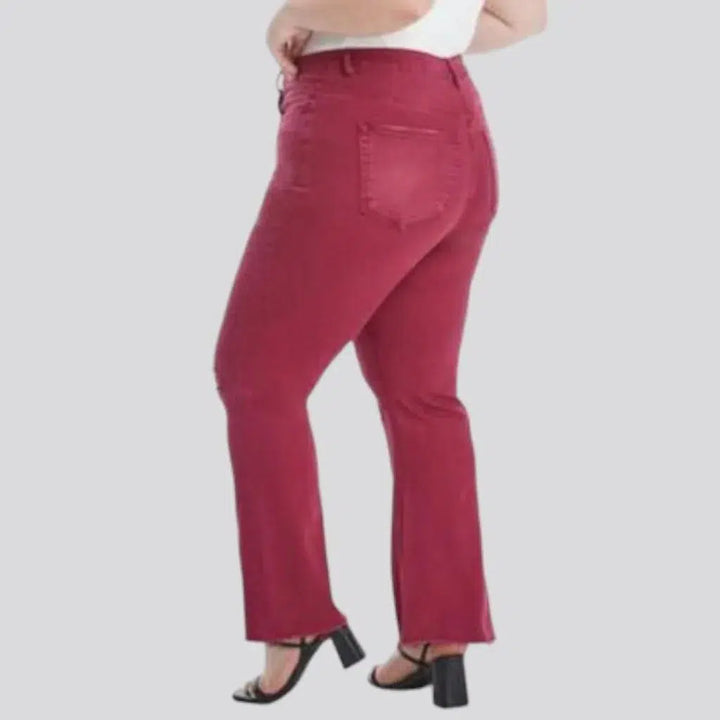 High-waist women's bordo jeans