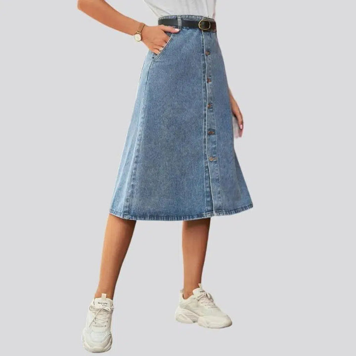 High-waist a-line jean skirt
 for ladies