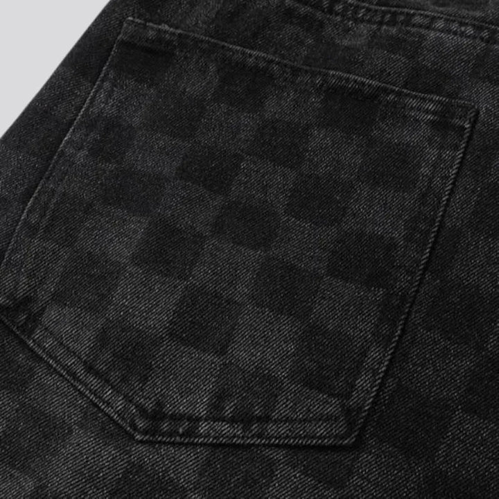 Boho fashion baggy checkerboard men's jeans