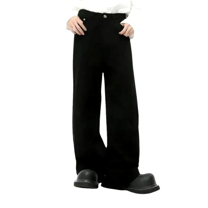 Baggy Mid-waist 90s Style Men's Jeans - Black