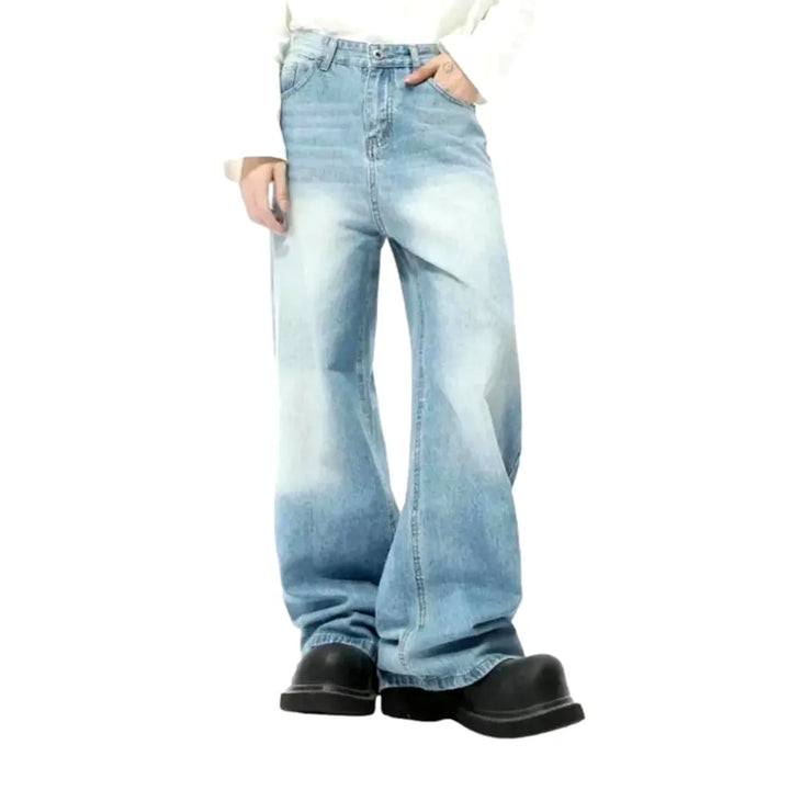 Baggy Mid-waist 90s Style Men's Jeans - Light Blue