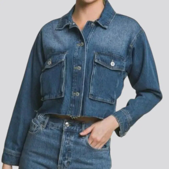 90s raw-hem jeans jacket
 for women