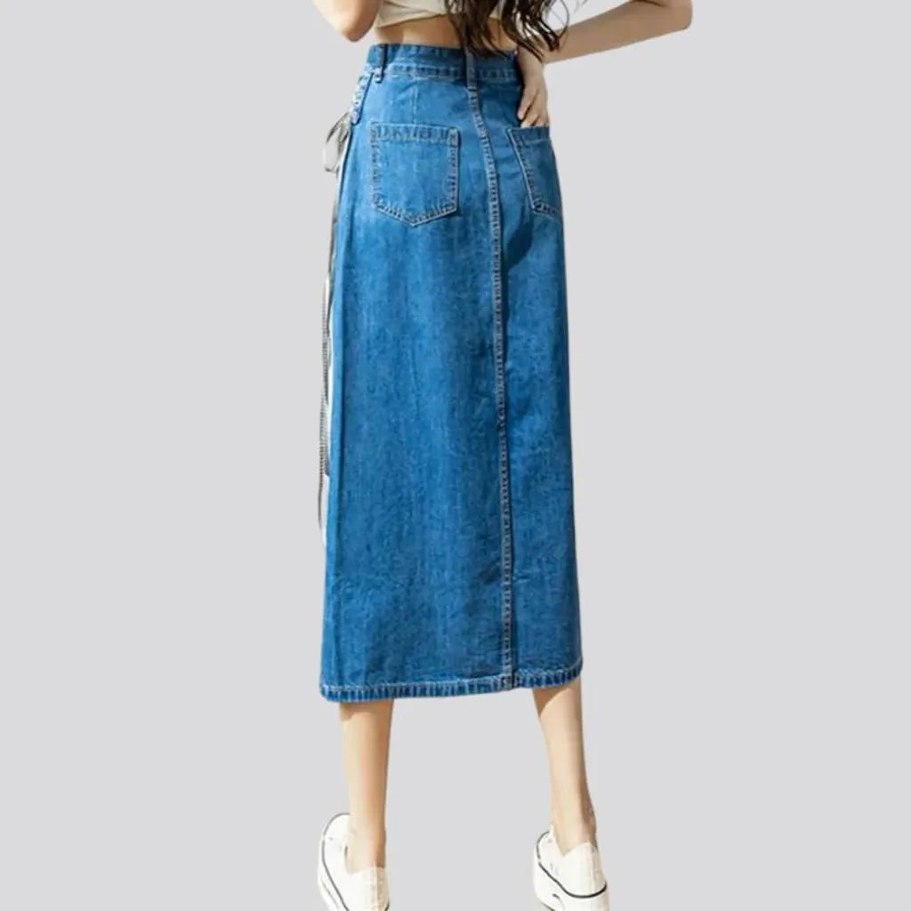 Medium-wash 90s jean skirt
 for women