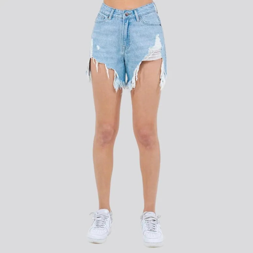 Light-wash straight denim shorts