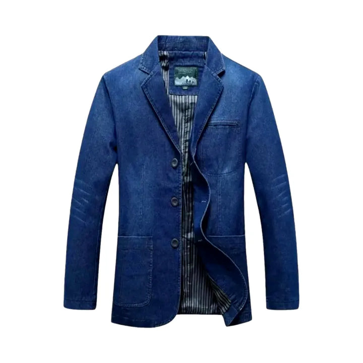 Casual Slim-fit Men's Denim Blazer - Blue