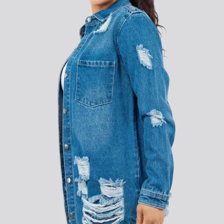 Chic distressed jeans shirt for women