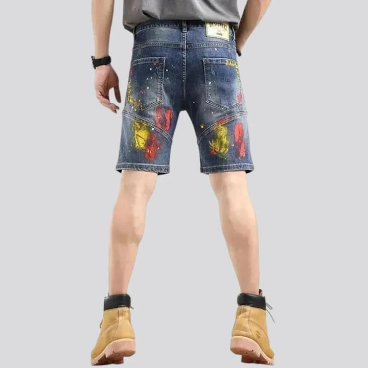 Trendy sanded denim shorts for men