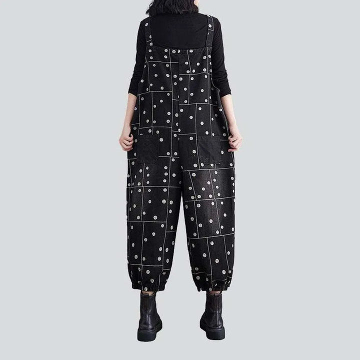 Black denim overall with bubbles
