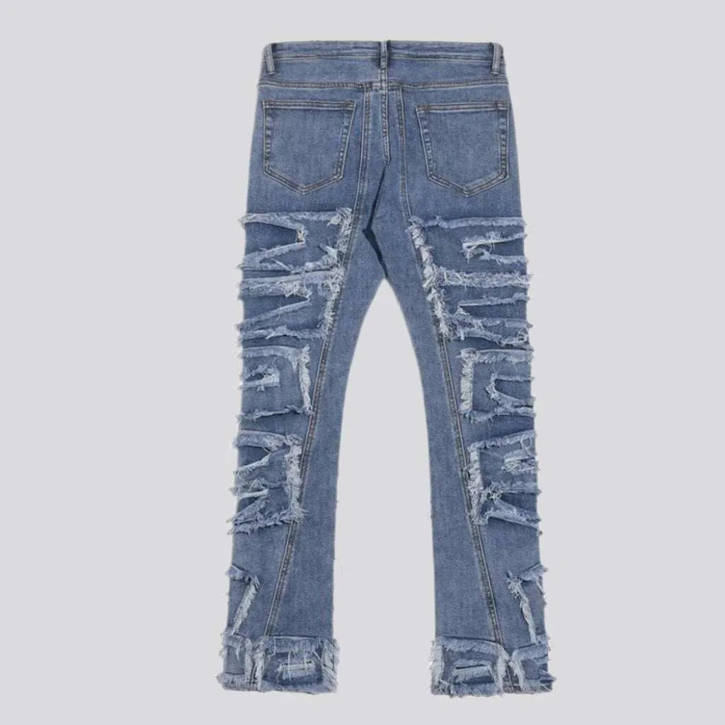 Straight men's patchwork jeans