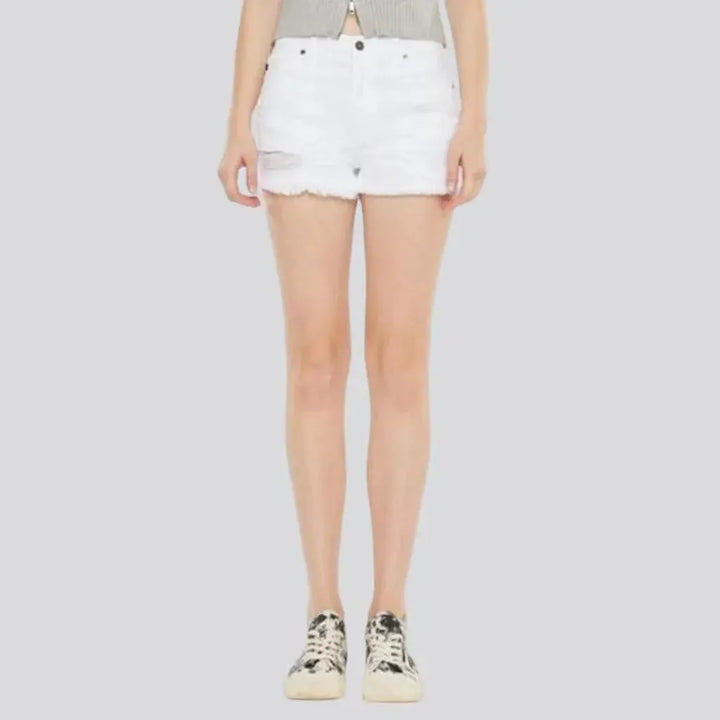 White distressed jeans shorts
 for women