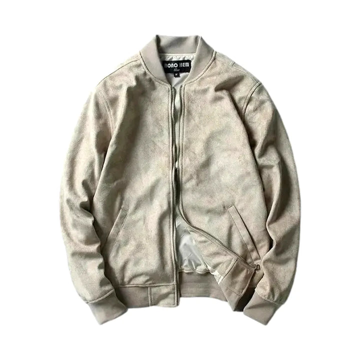 Stylish Men's Denim Bomber Jacket - Sand