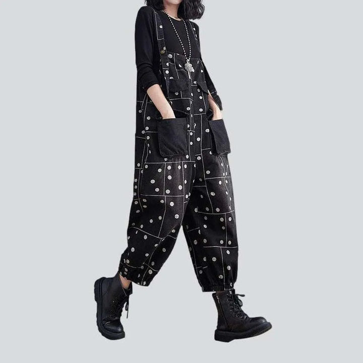 Black denim overall with bubbles
