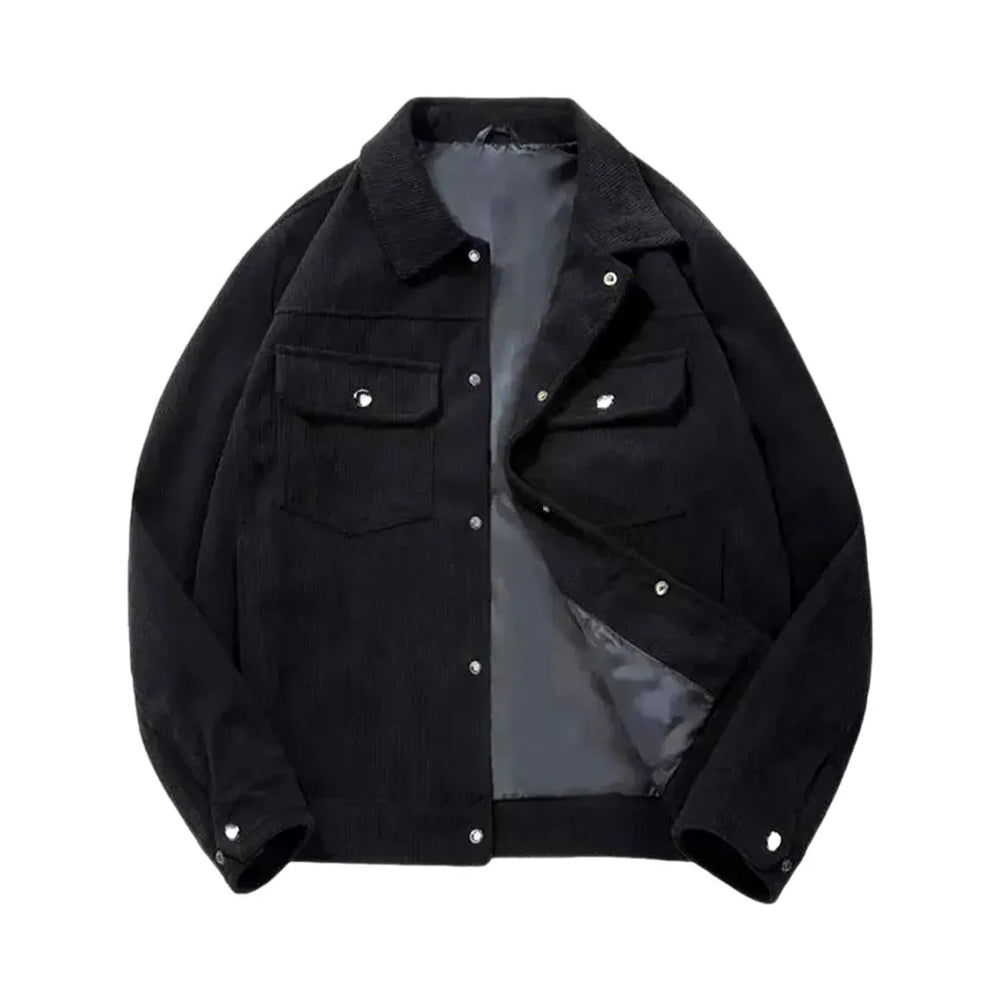 Casual Cargo Men's Corduroy Jacket - Black