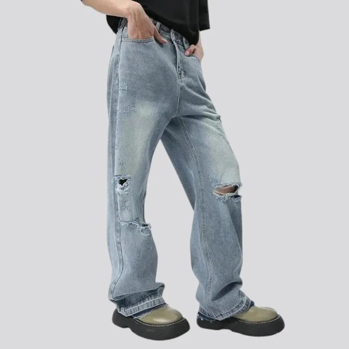 Distressed vintage style men's jeans