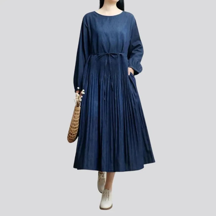 Maxi smocked waist jean dress