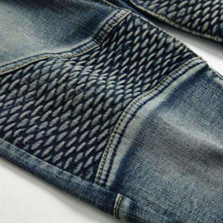 Vintage blue men's biker jeans