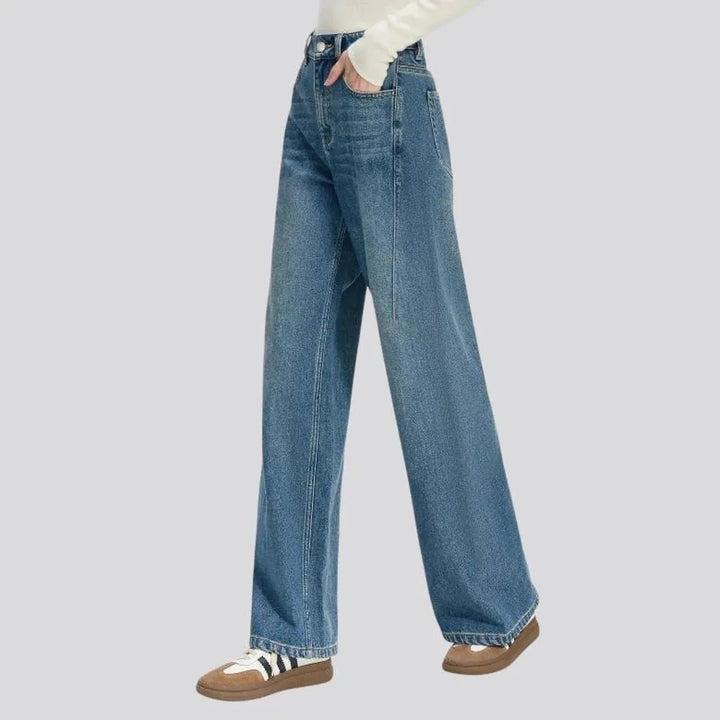 Wide fit high rise light women's jeans