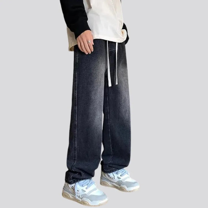 Stylish mid waist men's denim joggers