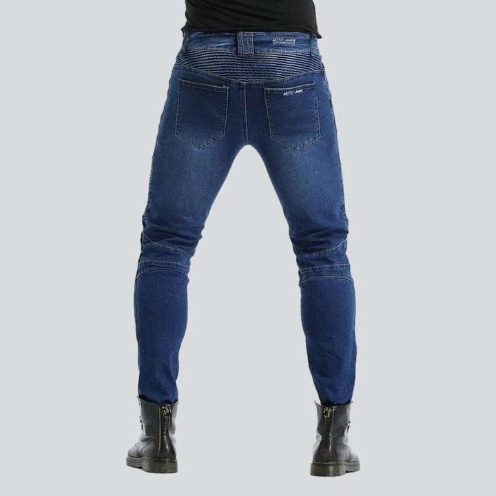 Medium wash men's moto jeans