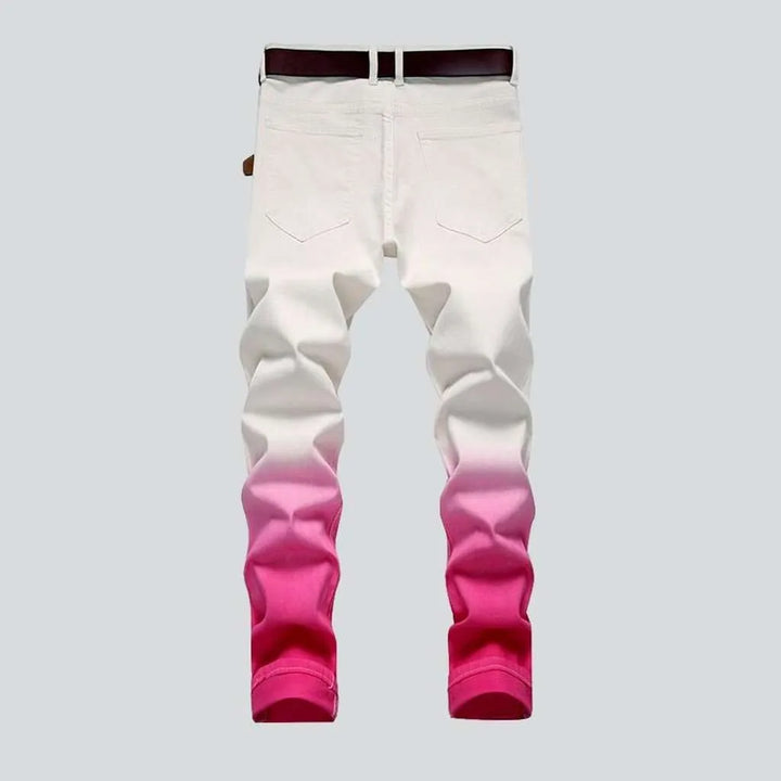 Pink contrast white men's jeans