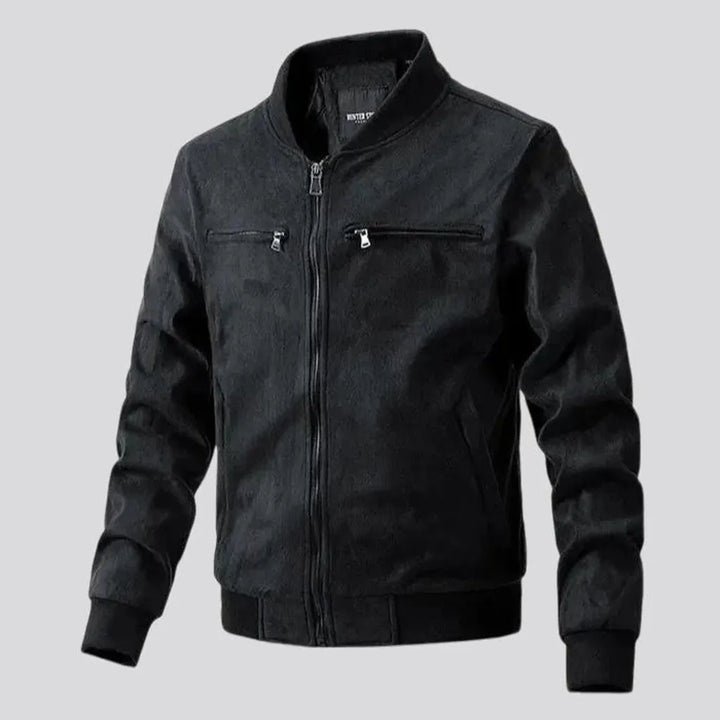 Monochrome slim fit men's denim bomber jacket