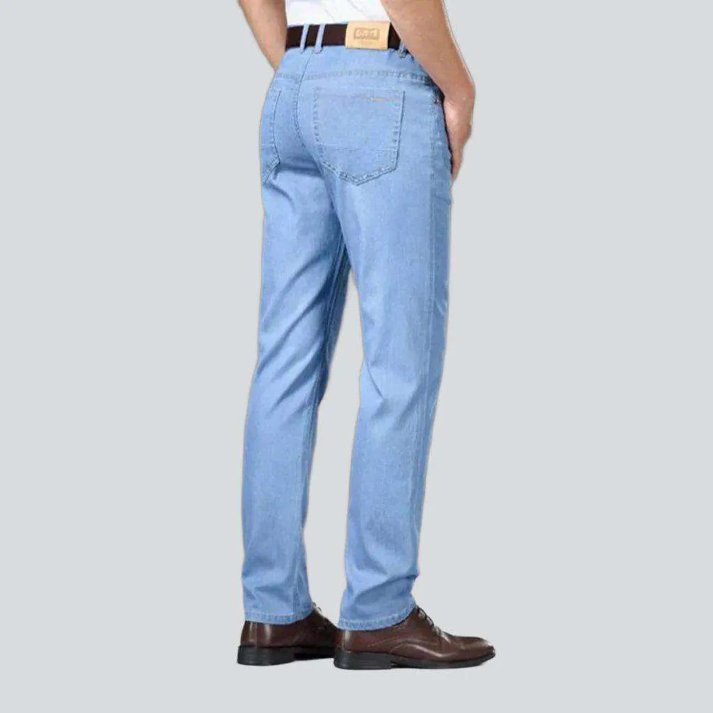 Monochrome blue elastic men's jeans