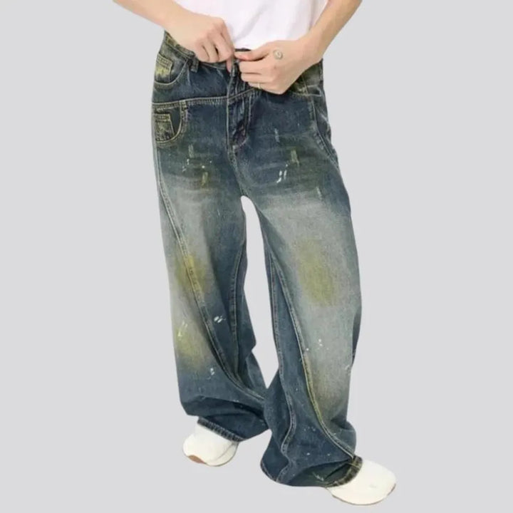 Whiskered vintage style men's jeans