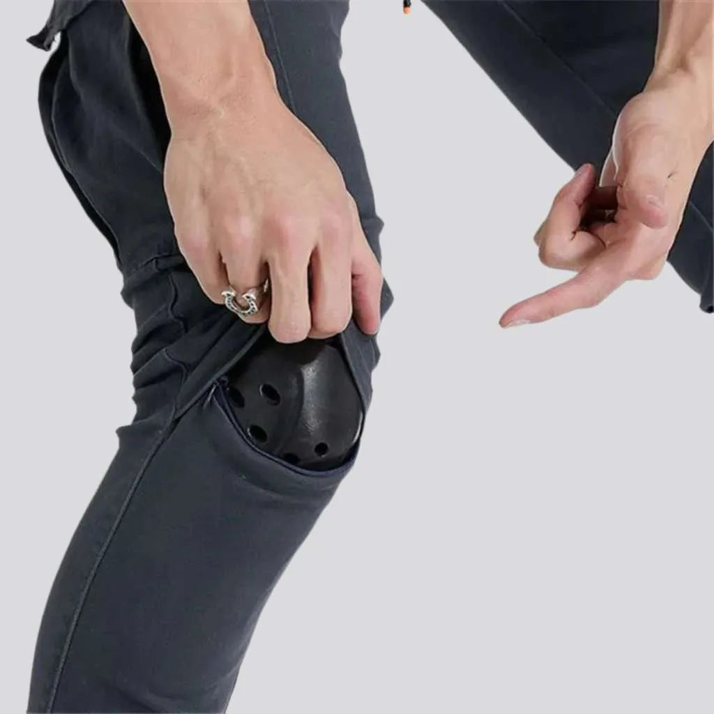 Mid-waist moto men's denim pants