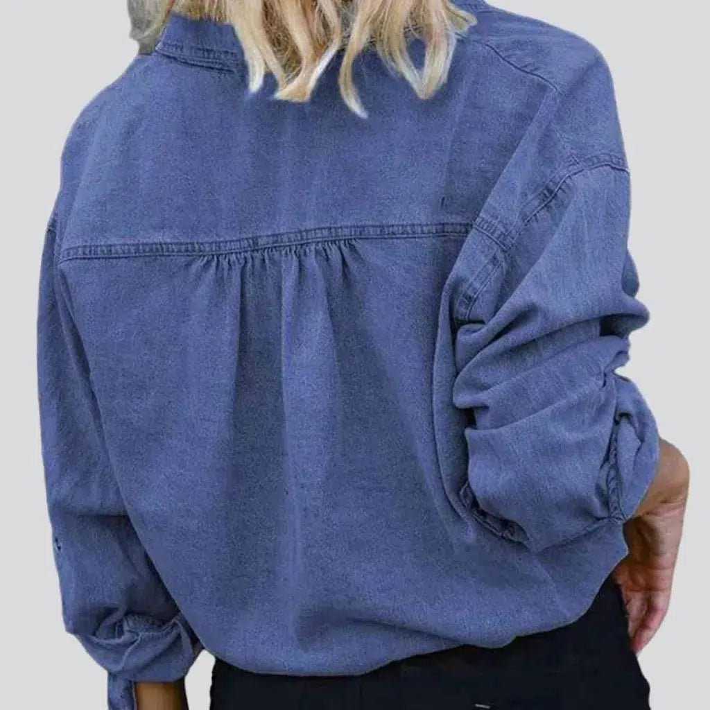 Shirt-like jean jacket
 for women