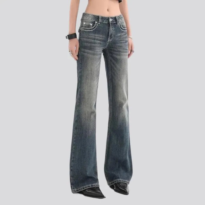 Low-waist street jeans
 for ladies