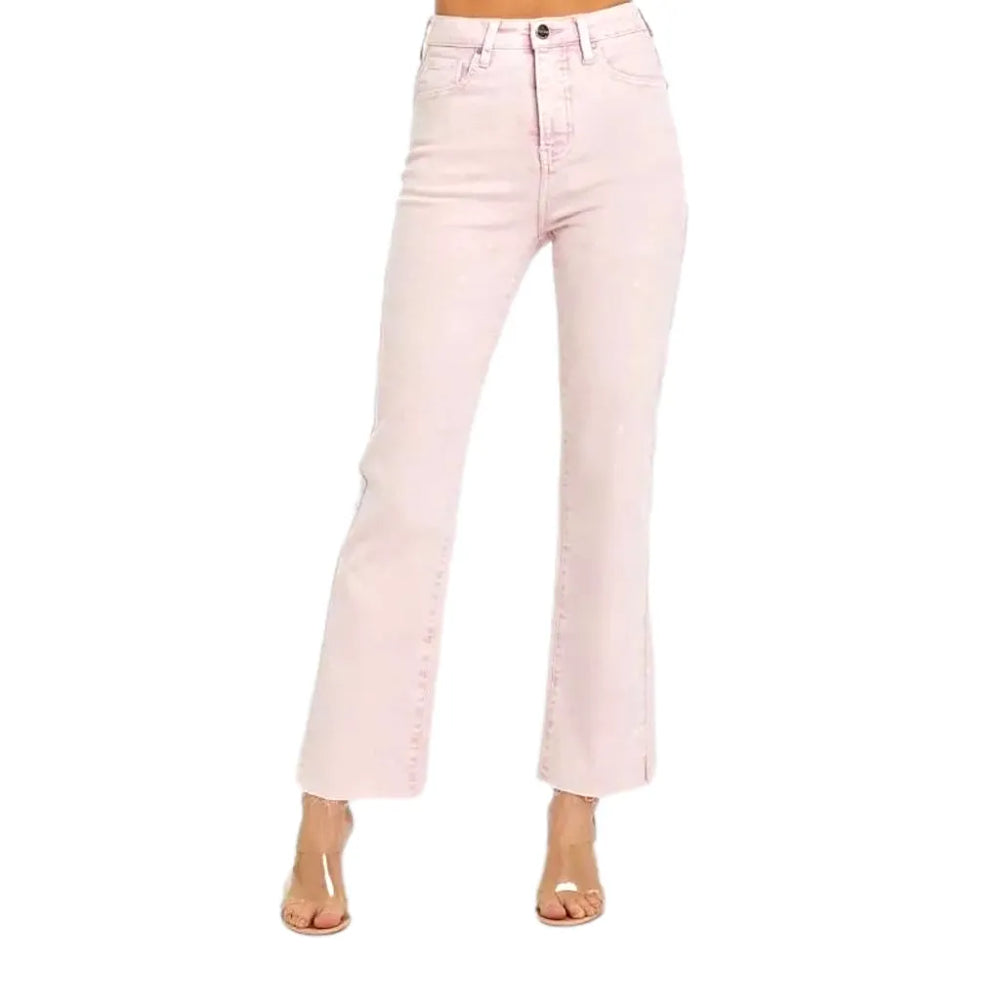 Trendy High Rise Women's Jeans - Pink