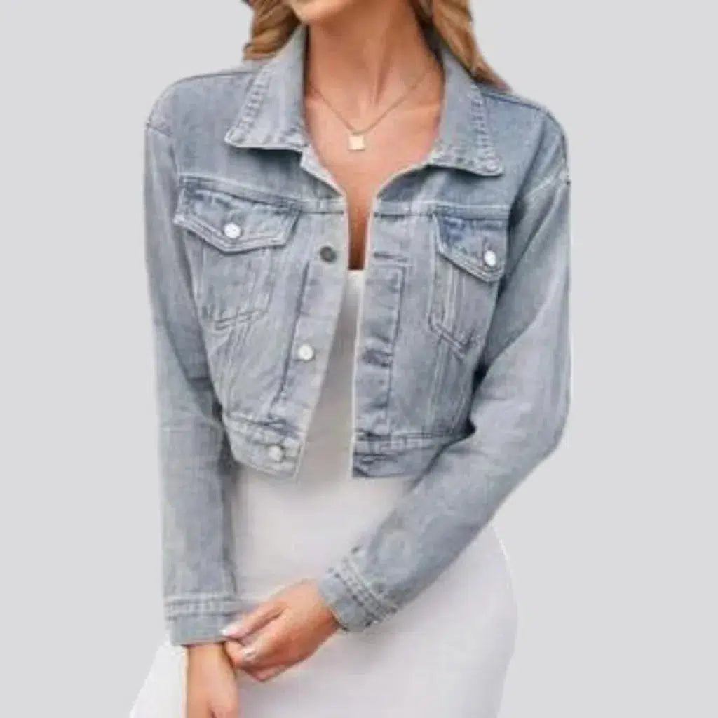 Vintage light-wash jean jacket
 for women