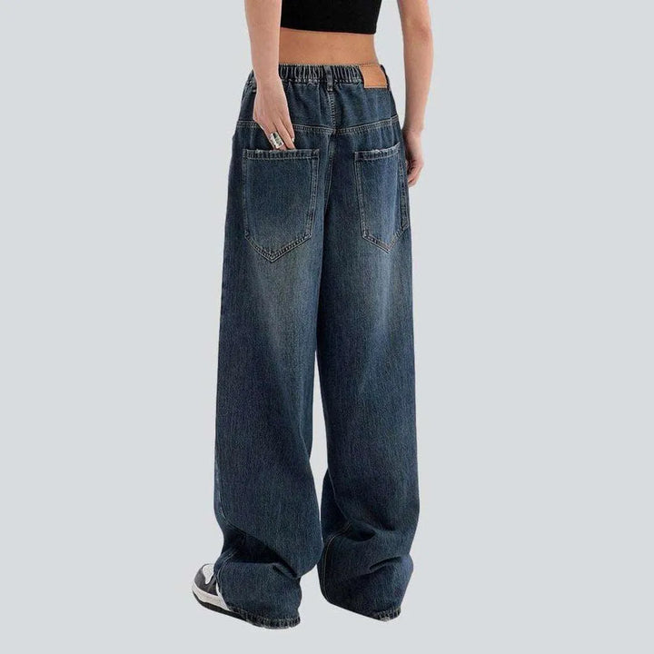Women's baggy jeans with drawstrings
